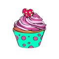 vector cupcake dessert cream food sweet illustration birthd