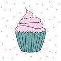 Vector cupcake illustration. Set of hand drawn cupcakes