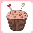 Vector cupcake illustration. Set of hand drawn cupcakes