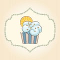 Vector cupcake with orange slice. Vector illustration Royalty Free Stock Photo