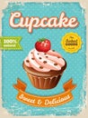 Vector cupcake poster in vintage style with typography elements Royalty Free Stock Photo