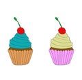 Vector Cupcakes Illustration, Cute Dessert Illustration, Sweets Illustration, Cupcake Design