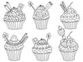 Vector Cupcakes Set, Cupcake Clipart Royalty Free Stock Photo