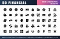 Vector of 50 Currency FInancial. Balck Solid Glyph Icon Set. 48x48 Pixel Perfect