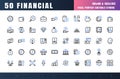 Vector of 50 Currency FInancial Bicolor Line Outline Icon Set. 48x48 Pixel Perfect Editable Stroke