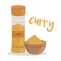 Vector curry illustration isolated in cartoon style. Spanish name