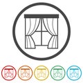 Vector curtain icons set - Illustration