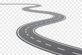 Vector Curved road with white lines Royalty Free Stock Photo