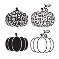 Vector cut out pumpkin decorative set.