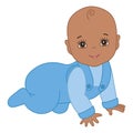 Vector Cute African American Baby Boy Crawling