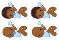 Vector Cute African American Baby Boys with Rattles. Vector Baby Boy Shower Royalty Free Stock Photo