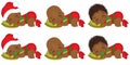 Vector Cute African American Baby Boys Wearing Christmas Clothes