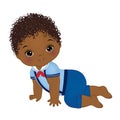 Vector Cute African American Baby Boy Dressed in Nautical Style Royalty Free Stock Photo