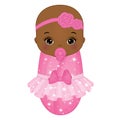 Vector Cute African American Baby Girl Dressed as Princess Royalty Free Stock Photo