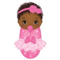 Vector Cute African American Baby Girl Dressed as Princess Royalty Free Stock Photo