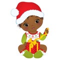 Vector Cute African American Baby Girl Wearing Christmas Clothes Royalty Free Stock Photo