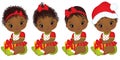 Vector Cute African American Baby Girl Wearing Christmas Clothes Royalty Free Stock Photo
