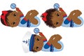 Vector Cute African American Baby Girls Dressed in Nautical Style