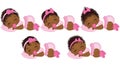 Vector Cute African American Baby Girls with Various Hairstyles Royalty Free Stock Photo