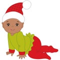Vector Cute African American Baby Wearing Christmas Clothes