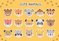 Cute animal face set