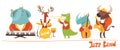 Vector cute animals musicians characters. Jazz music Royalty Free Stock Photo
