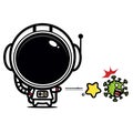 vector of cute astronaut characters fighting virus