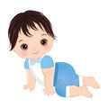 Vector Cute Baby Boy Crawling. Vector Baby Boy Shower Royalty Free Stock Photo