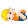 Vector Cute Baby Boy Dressed as Little Builder with Wrench