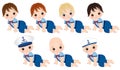 Vector Cute Baby Boys Dressed in Nautical style