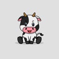 Vector cute baby cow cartoon sitting icon illustration Royalty Free Stock Photo