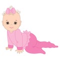 Vector Cute Baby Girl Crawling Royalty Free Stock Photo