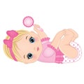 Vector Cute Baby Girl with Rattle