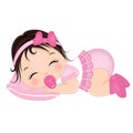 Vector Cute Baby Girl Sleeping Royalty Free Stock Photo