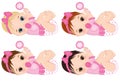 Vector Cute Baby Girls with Rattles and Various Hair Colors