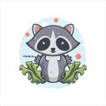 vector cute baby raccoon cartoon Royalty Free Stock Photo