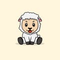 Vector cute baby sheep cartoon sitting icon illustration Royalty Free Stock Photo