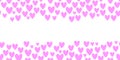 Vector cute background, frame of pink small hearts. Horizontal top and bottom edging, border for Valentine`s day Royalty Free Stock Photo