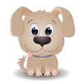 Vector cute beige dog with big eyes in cartoon style. Labrador Retriever Puppy. Flat character isolated on white Royalty Free Stock Photo