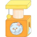 Vector cute british cat in the cat house with scra