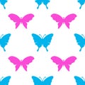 Vector cute butterfly seamless repeat pattern design background. Trendy colorful butterflies silhouettes for fashion, cover, Royalty Free Stock Photo