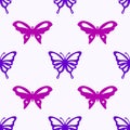 Vector cute butterfly seamless repeat pattern design background. Trendy colorful butterflies silhouettes for fashion, cover, Royalty Free Stock Photo
