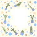 Vector cute cactus comositon design set. Royalty Free Stock Photo