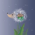 Vector cute carton hedgehog-dandelion. Vector hedgehog. Hedgehog vector illustration Royalty Free Stock Photo