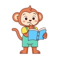 Vector Cute Cartoon Animal Reading Isolated Illustration Royalty Free Stock Photo