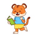 Vector Cute Cartoon Animal Reading Isolated Illustration Royalty Free Stock Photo