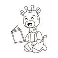 Vector Cute Cartoon Animal Reading Isolated Illustration Royalty Free Stock Photo