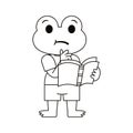 Vector Cute Cartoon Animal Reading Isolated Illustration Royalty Free Stock Photo