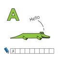 Vector Cute Cartoon Animals Alphabet. Alligator Illustration Royalty Free Stock Photo