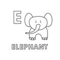 Vector Cute Cartoon Animals Alphabet. Elephant Coloring Pages Royalty Free Stock Photo